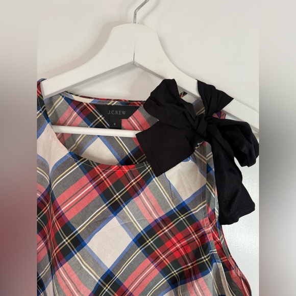 J. Crew Women’s Holiday Tartan Plaid Sleeveless Top with Bow Detail - Size 6 - Picture 2 of 7